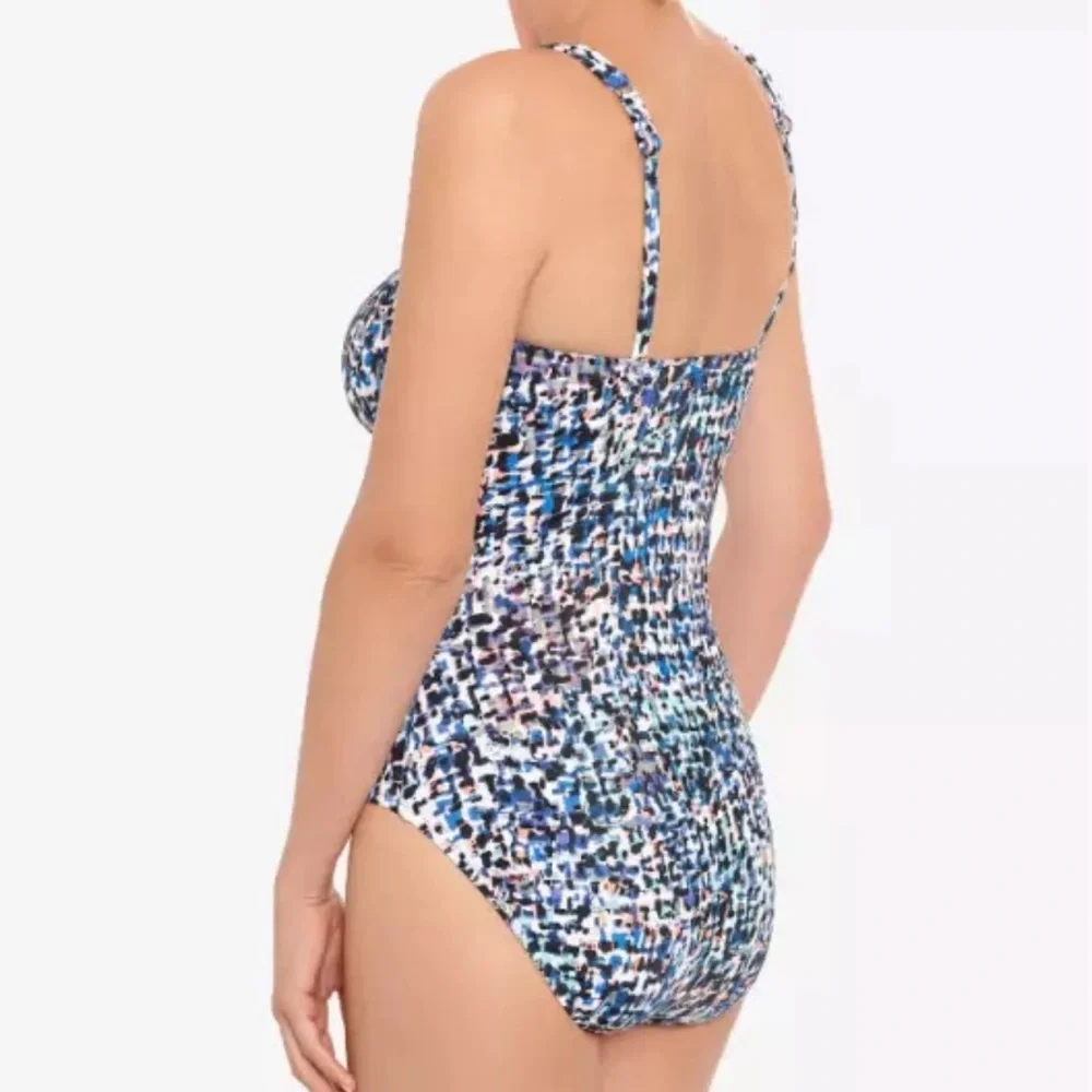 Swim Solutions Women Shirred-Front Tummy Control One Piece Swimsuit Sz 12 10598 - Picture 9 of 9